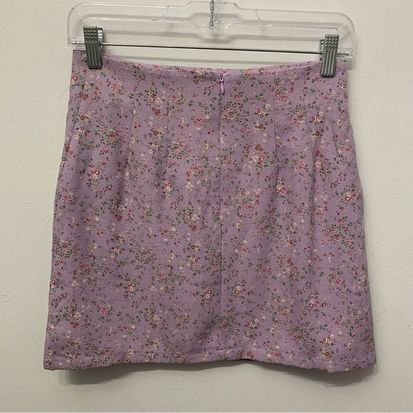 Princess Polly Hester 4 Women’s Mini Skirt Purple Floral Cut in Side Trend Lilac - Picture 6 of 8